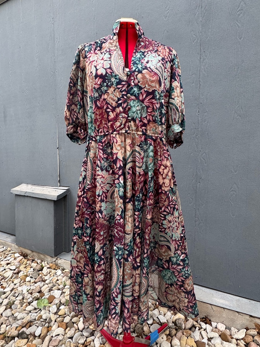 Vintage 70s Slightly Shear Floral Peasant Dress by Phase 1 Fashion Size 10